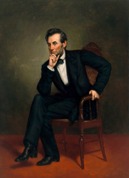 porträt von abraham lincoln, 16. us-präsident - illustration and painting american culture usa north america stock-grafiken, -clipart, -cartoons und -symbole