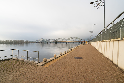 Promenade on the bank of the Daugava near the Railway Bridge