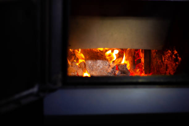 istock Fuel stove with burning coals. 1298009193