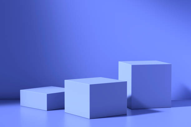 istock Blue blank empty podiums or platforms for product presentation and exposition 1298013631