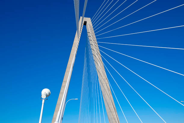 ravenel bridge - charleston south carolina south carolina bridge suspension bridge imagens e fotografias de stock