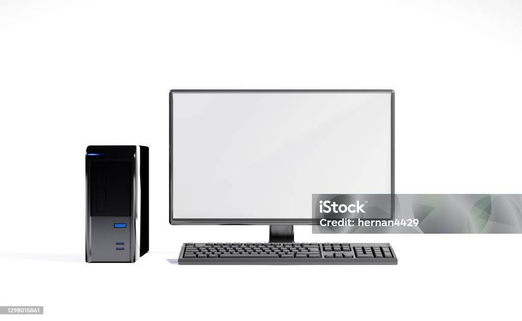 A Computer Without Screen Desktop Computer With Empty Screen As Template On White Background ...