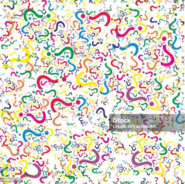 Many Colors Question Marks On White Background Multicolored Template ...