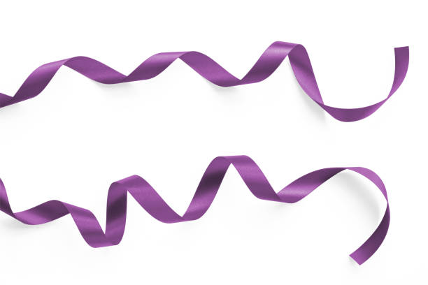 istock Purple satin ribbon mulberry lavender bow scroll set isolated on white background with clipping path for holiday and wedding card design decoration 1298031559