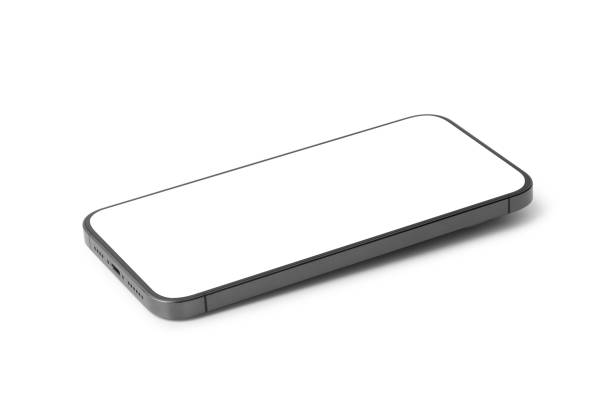 istock Black mobile smartphone mockup with blank screen isolated on white background with clipping path, Can use mock-up for your application or website design project 1298041469