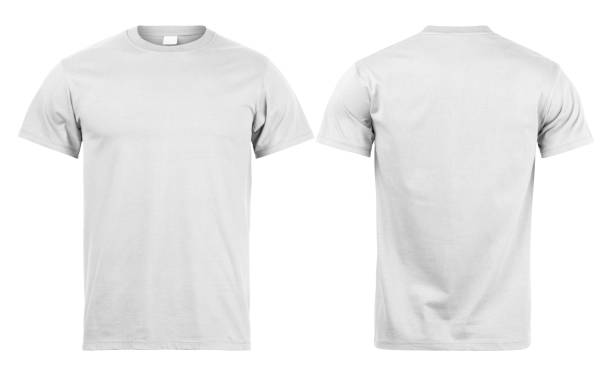 istock Grey T shirt mockup front and back used as design template, isolated on white background with clipping path 1298041482