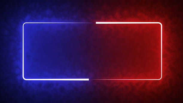istock Colorful of red and blue rectangle light blaze abstract effect in black background 1298042556