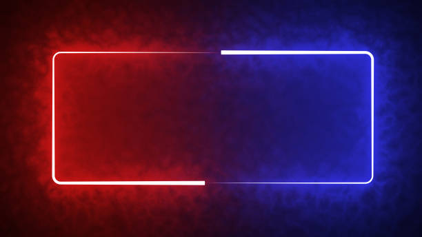 istock Colorful of red and blue rectangle light blaze abstract effect in black background 1298042557