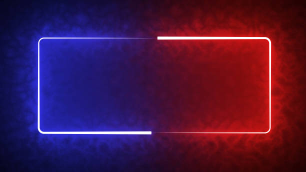 istock Colorful of red and blue rectangle light blaze abstract effect in black background 1298042566