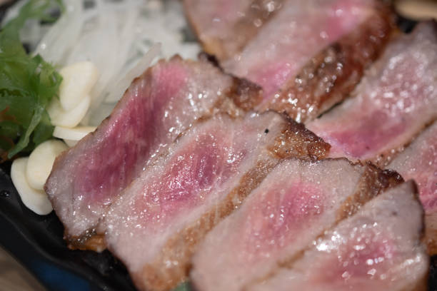 Japanese grilled beef steak. Selective focus