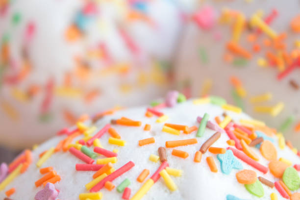 Delicious multi-colored marshmallows on a white background