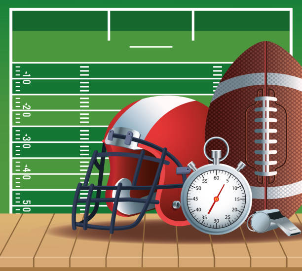 istock american football camp with chronometer and helmet 1298058665