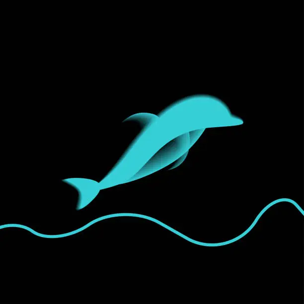 Vector illustration of luminous dolphin logo animals vector