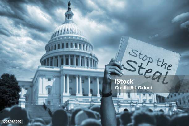 Stop The Steal Protest In Front Of Capitol Building Stock Photo - Download Image Now