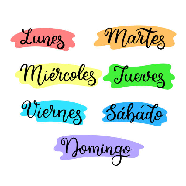 Ilustración de Letras En Español Días De La Semana Lunes Martes Miércoles Jueves Viernes Sábado Domingo Palabras Manuscritas Para Calendario Plan Semanal Organizador y más Vectores Libres de Derechos de Español - Ilustración de Letras En Español Días De La Semana Lunes Martes Miércoles Jueves Viernes Sábado Domingo Palabras Manuscritas Para Calendario Plan Semanal Organizador y más Vectores Libres de Derechos de Español -