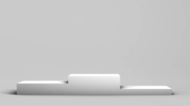 istock Empty modern podium on white background to display products. Neutral. 3D render. Minimalist. 1298067936