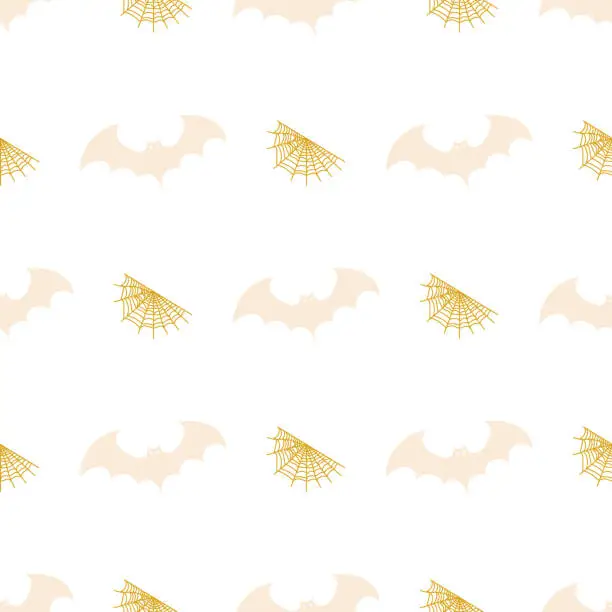 Vector illustration of Seammles pattern swarm of bats on the white background.