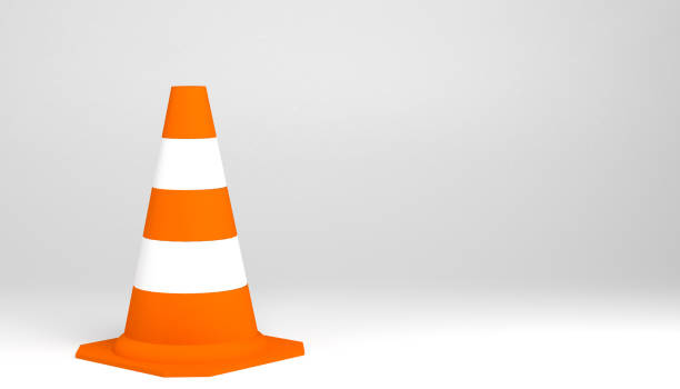 istock Traffic cone on neutral white background. 3D illustration. 1298073874