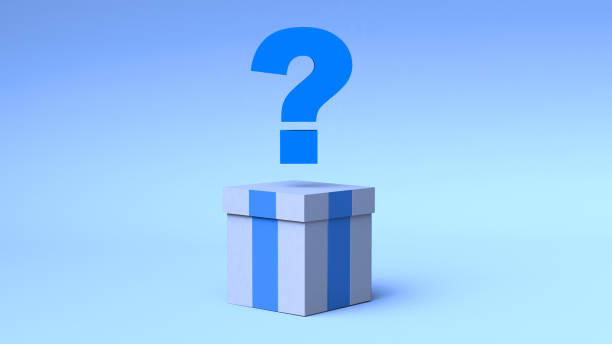 istock Gift box with question mark over it on blue background. Surprise box. 3D illustration. 1298073936