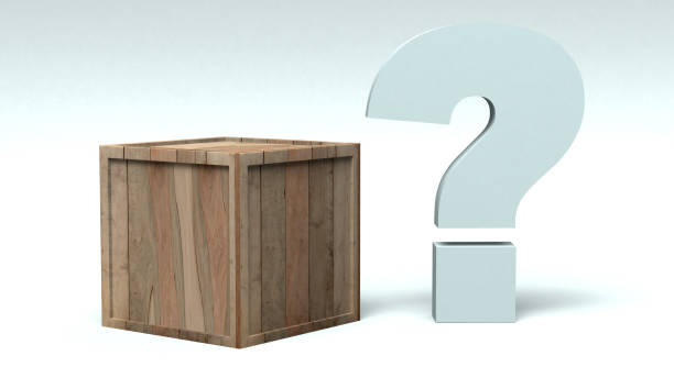 istock Wooden box with a question mark next to it. 3D illustration. 1298074013