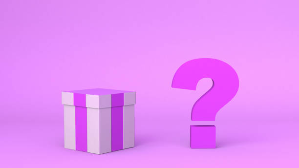 istock Gift box with question mark next to it on pink background. Surprise box. 3D illustration. 1298074074