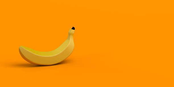 istock Banana on orange background. Banner. 3d illustration. 1298076314