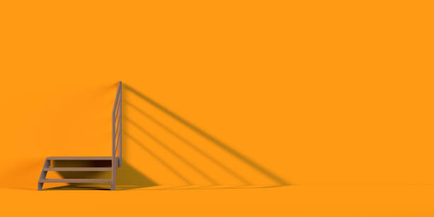 istock Stairs on orange background. Banner. 3d illustration. 1298076329