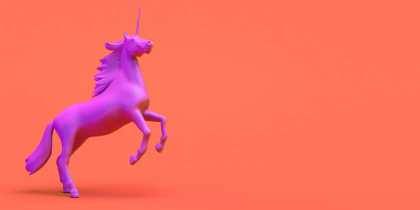 istock Banner with pink unicorn trotting. Abstract. 3d illustration. 1298076360