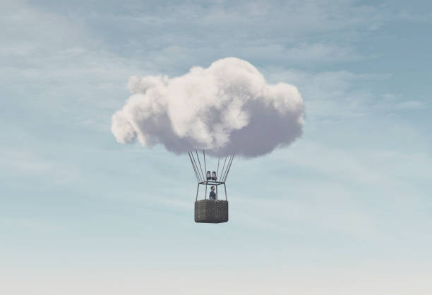 istock Businessman flying with hot air balloon . This is a 3d render illustration . 1298080774
