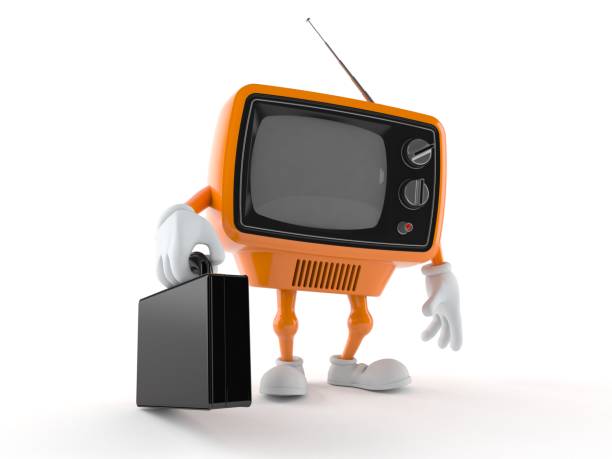 istock Retro TV character holding briefcase 1298082551