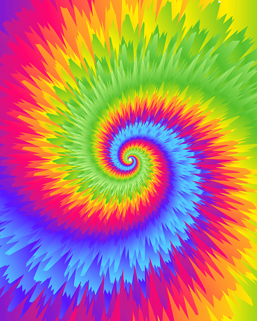Abstract festive colorful background, Bright rainbow Tie Dye pattern, vector illustration. Crazy boho spiral swirl paint.