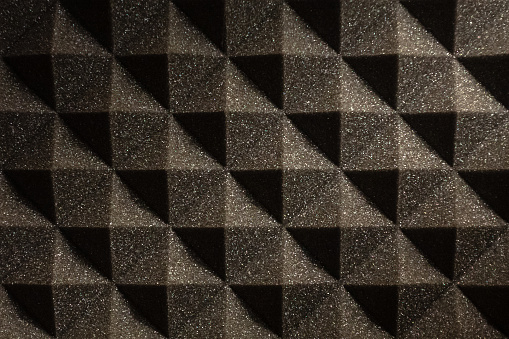 Pic of pyramidal sponge to soundproofing create patterns and texture with shadows and light