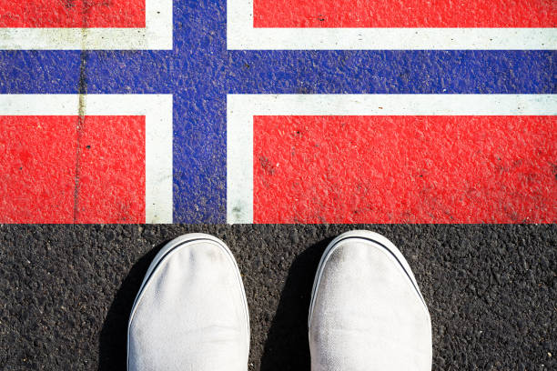 istock Sneakers and the Norway flag. View from above. 1298087048