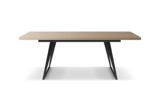 illustrations, cliparts, dessins animés et icônes de table de modèle de grenier d’isolement sur le fond blanc. une table avec une surface en bois et un cadre en métal noir. vecteur. - bureau vide