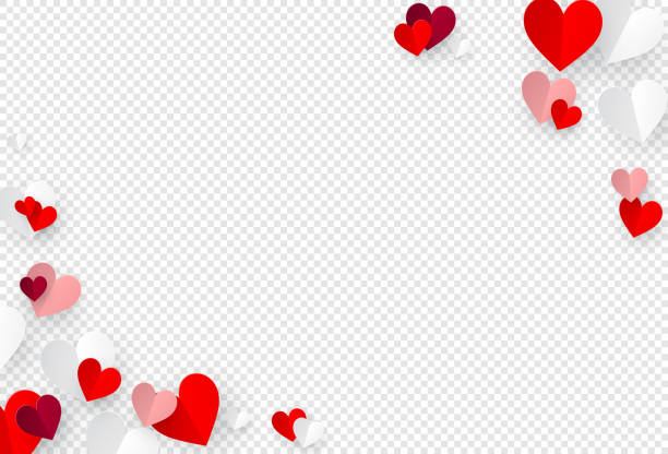 Paper hearts decoration on transparent background with empty space for your message Vector paper hearts on transparent background valentines background stock illustrations