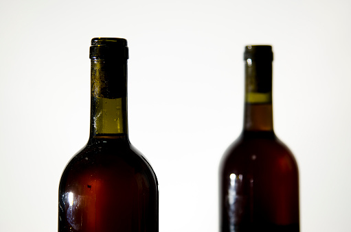 Two bottles of wine on display