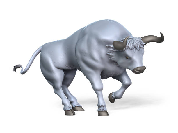 istock bull isolated on white background. Result of rendering 3d model 1298094268