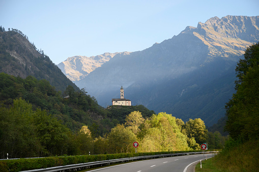 Motorway through the Alps, Switzerland.