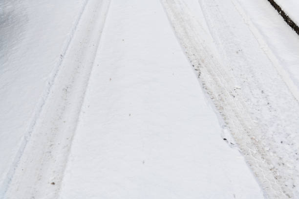 istock Tire tracks in the snow 1298096242