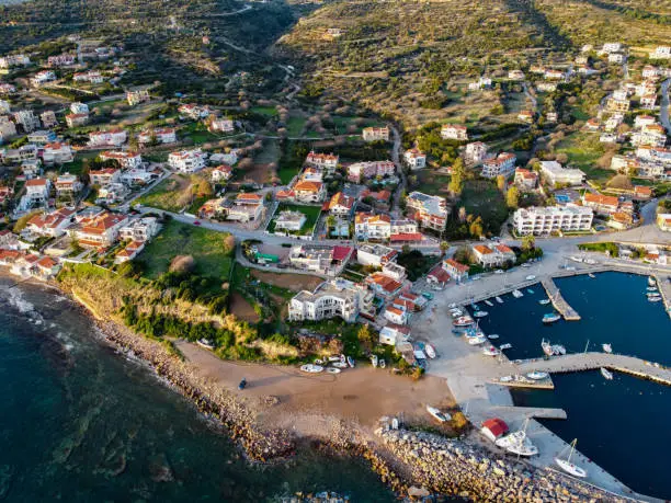 Port of Agia Ermioni in Chios island from drone