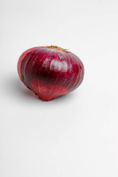 Red onions isolated on white background. Top view