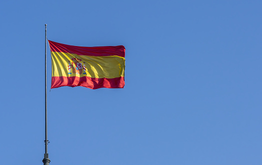 Alagoas state of Brazil flag on flagpole waving isolated on white background realistic 3d illustration