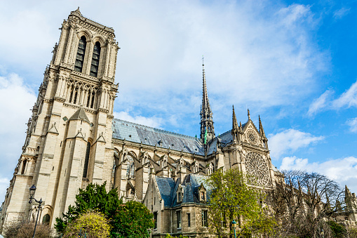 Paris, France: Cathedral Notre Dame de Paris during winter times.
