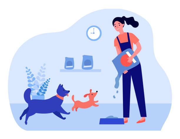 288 Woman Feeding Dog Illustrations & Clip Art - iStock | Woman feeding dog  in kitchen, Senior woman feeding dog