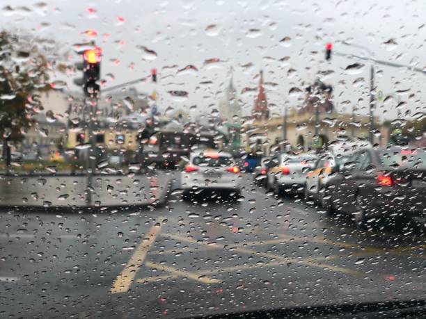 istock Raindrops on the car glass 1298113627