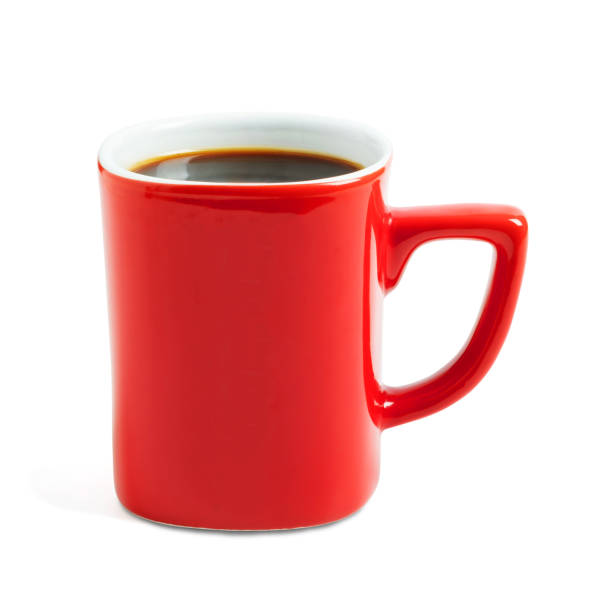 istock Black coffee in a red cup isolated on white background 1298113644