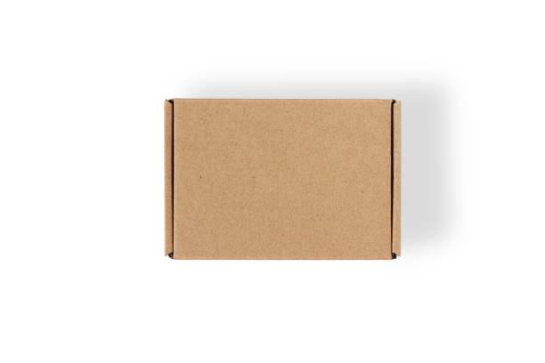 Top view of cardboard box isolated on a white background with clipping path. stock photo