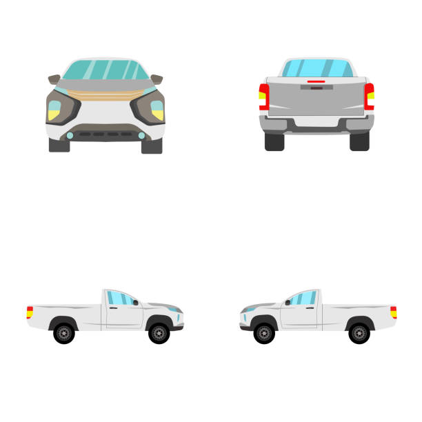 istock set of white single cab pick up truck on white background 1298120471