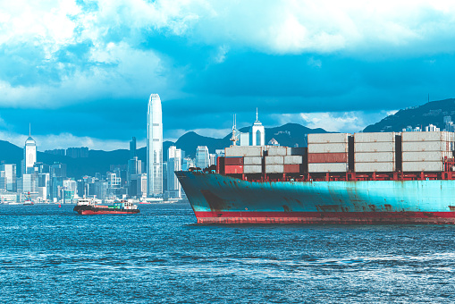 Container Cargo freight ship Terminal in Hong kong