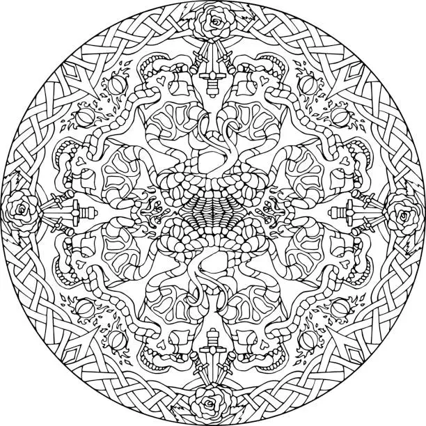 Vector illustration of Mandala Snake Game